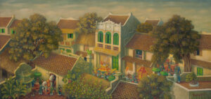 8. ??m r??c trong ph? oil on canvas 60x155cm